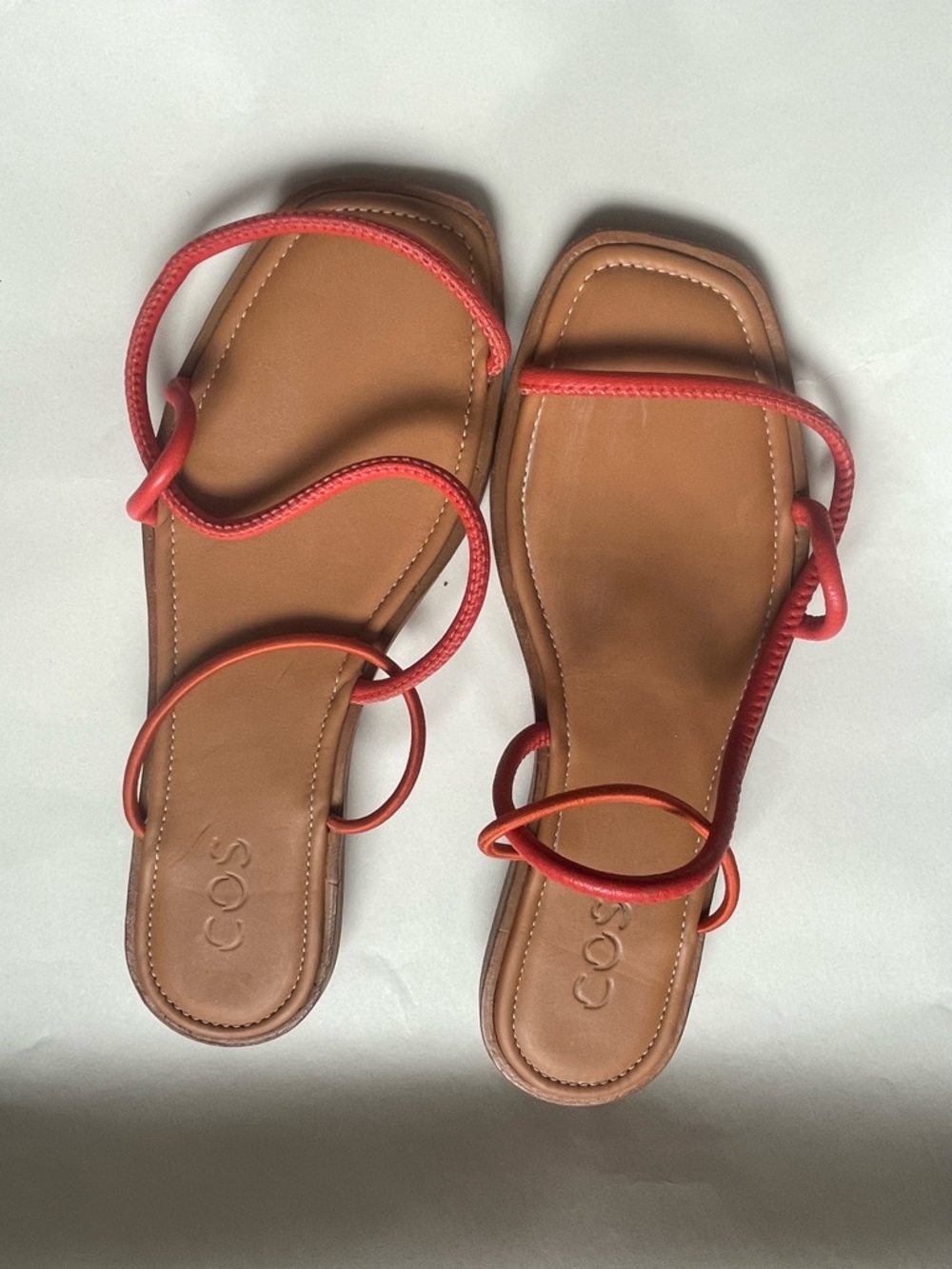 COS NWOT  Red Loop-Strap Leather Slide Sandals size eur 38